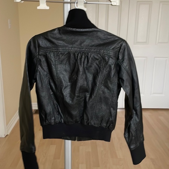 TEX by MaxAzria black leather bomber jacket, size S - Picture 3 of 7